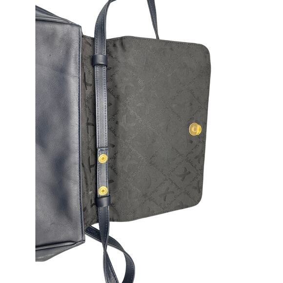 Paloma Picasso Made in Italy Navy Blue Leather Gold Hardware Crossbody Purse - Picture 5 of 16